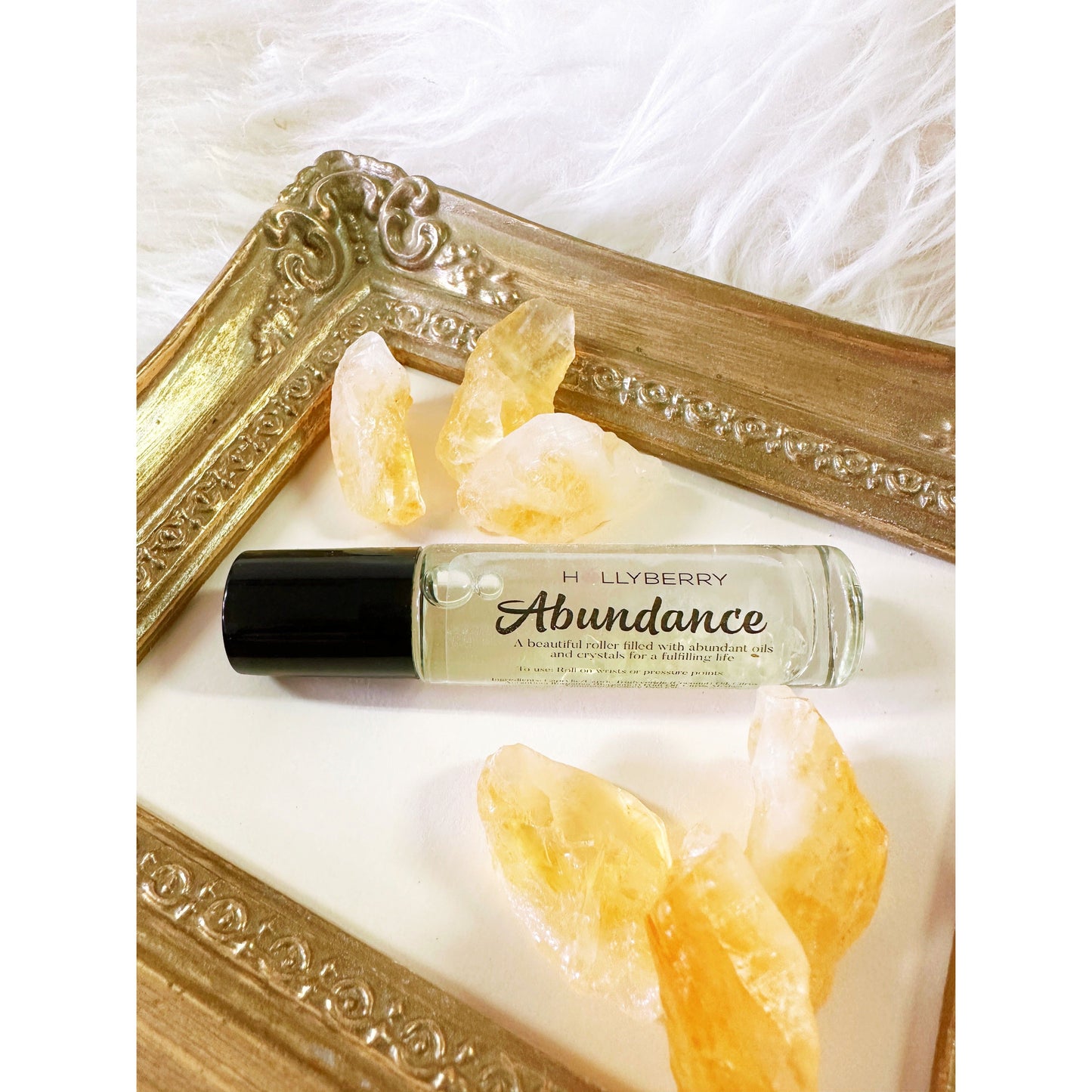 Abundance - Essential Oil Roller with Citrine Gemstones